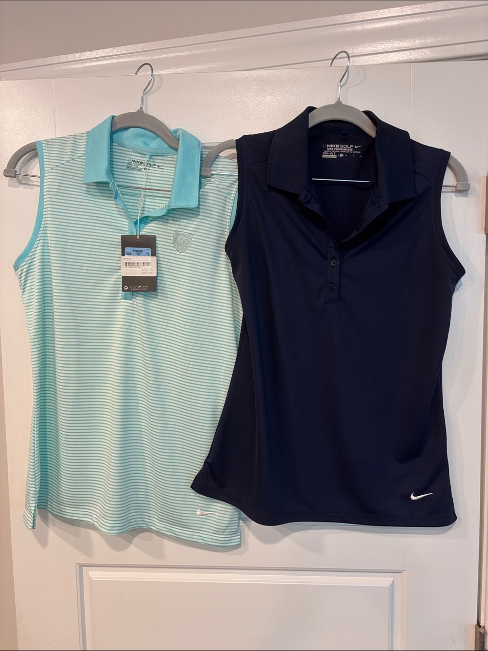 Nike Women’s Navy and Mint Sleeveless Polo Tank Tops (2-Pack)